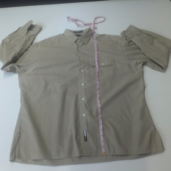 Tommy Hilfiger Size  16 1/2x34/35 Khaki Long Sleeved Button Down - Picture 8 of 16
